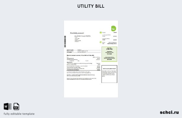 цифровая загрузка шаблон слова счета за электроэнергию Australia Tru Energy